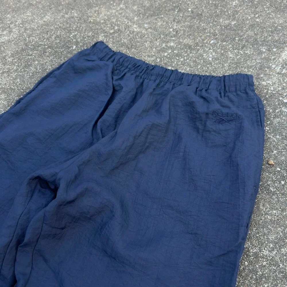 Vintage 90s Reebok Track Pants Gorpcore Windbreaker Navy Blue Large (c1)